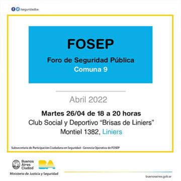 Cómo participar del Foro de Seguridad Pública de la Comuna 9