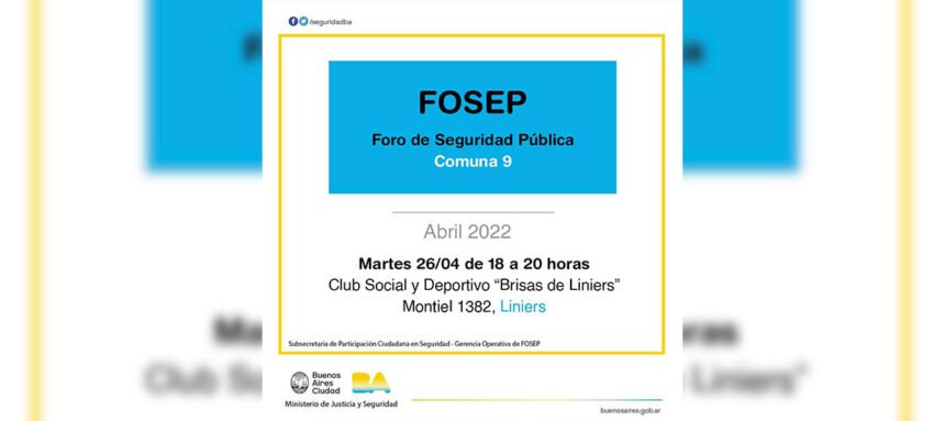 Cómo participar del Foro de Seguridad Pública de la Comuna 9