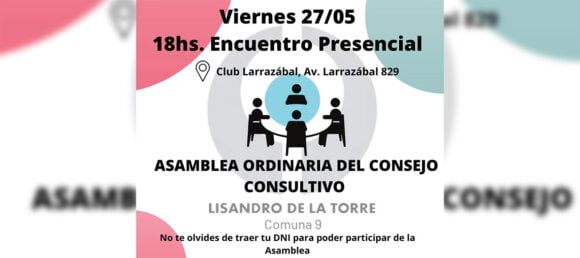 El Consejo Consultivo Comunal 9 convoca a su asamblea mensual