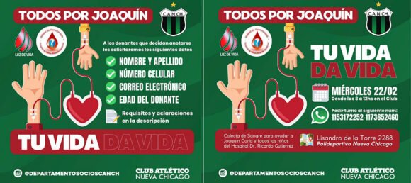 Jornada de donación de sangre en Nueva Chicago